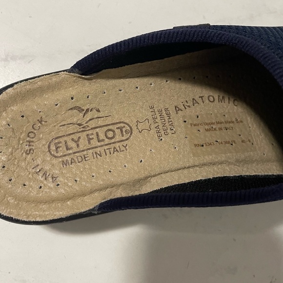 Fly Flot Navy Blue Mesh Slip On Clogs Size 40 Comfort Travel Neutral Casual - Picture 6 of 6